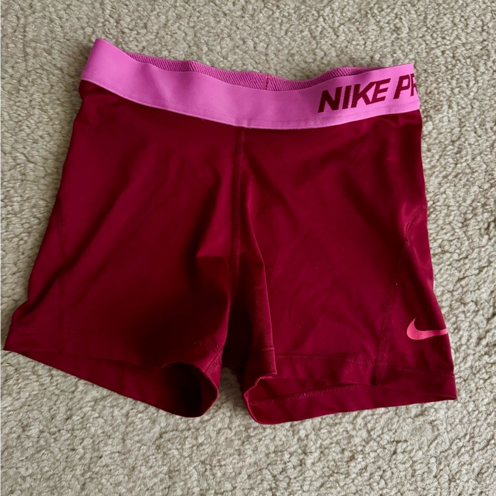 Nike Pro Women's Shorts Trio - Red, Black, Olive - Picture 8 of 10